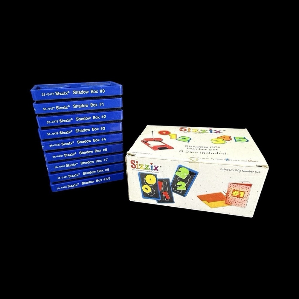 Sizzix SHADOW BOX Number Set Complete 9 Dies - Scrapbooking Numbers 0-9